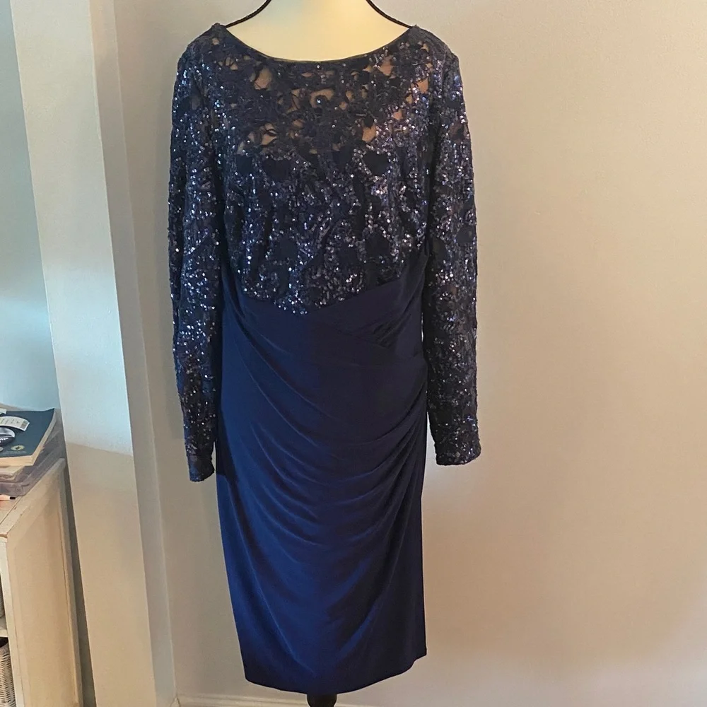 Ralph Lauren size 16 dark blue sequin dress - Picture 1 of 12